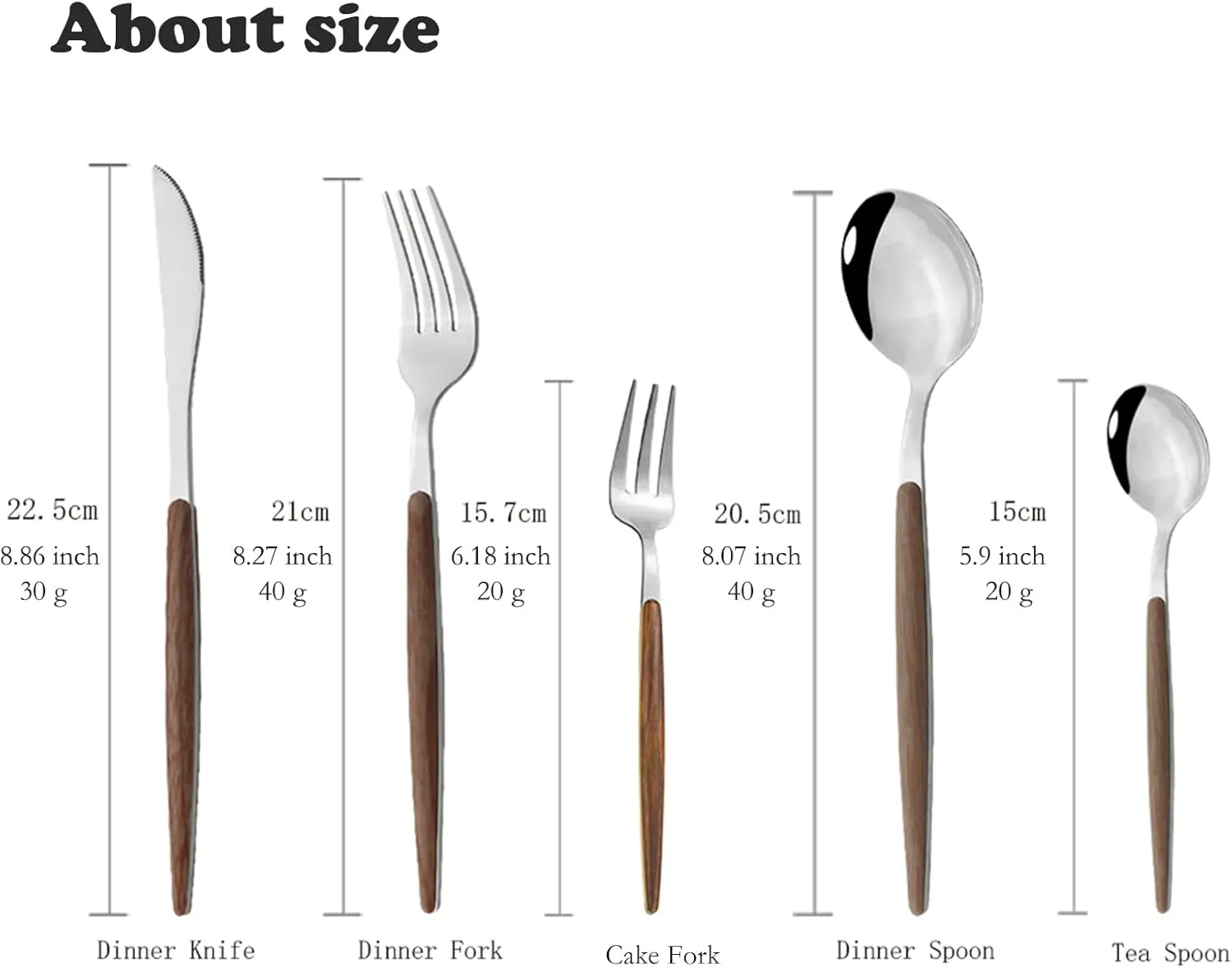 JASHII 30pcs Flatware Cutlery Set Service for 6, Stainless Steel Silverware Set with Imitated Wooden Handle, Tableware Sets Including Forks Spoons Knives - Shiny Silver