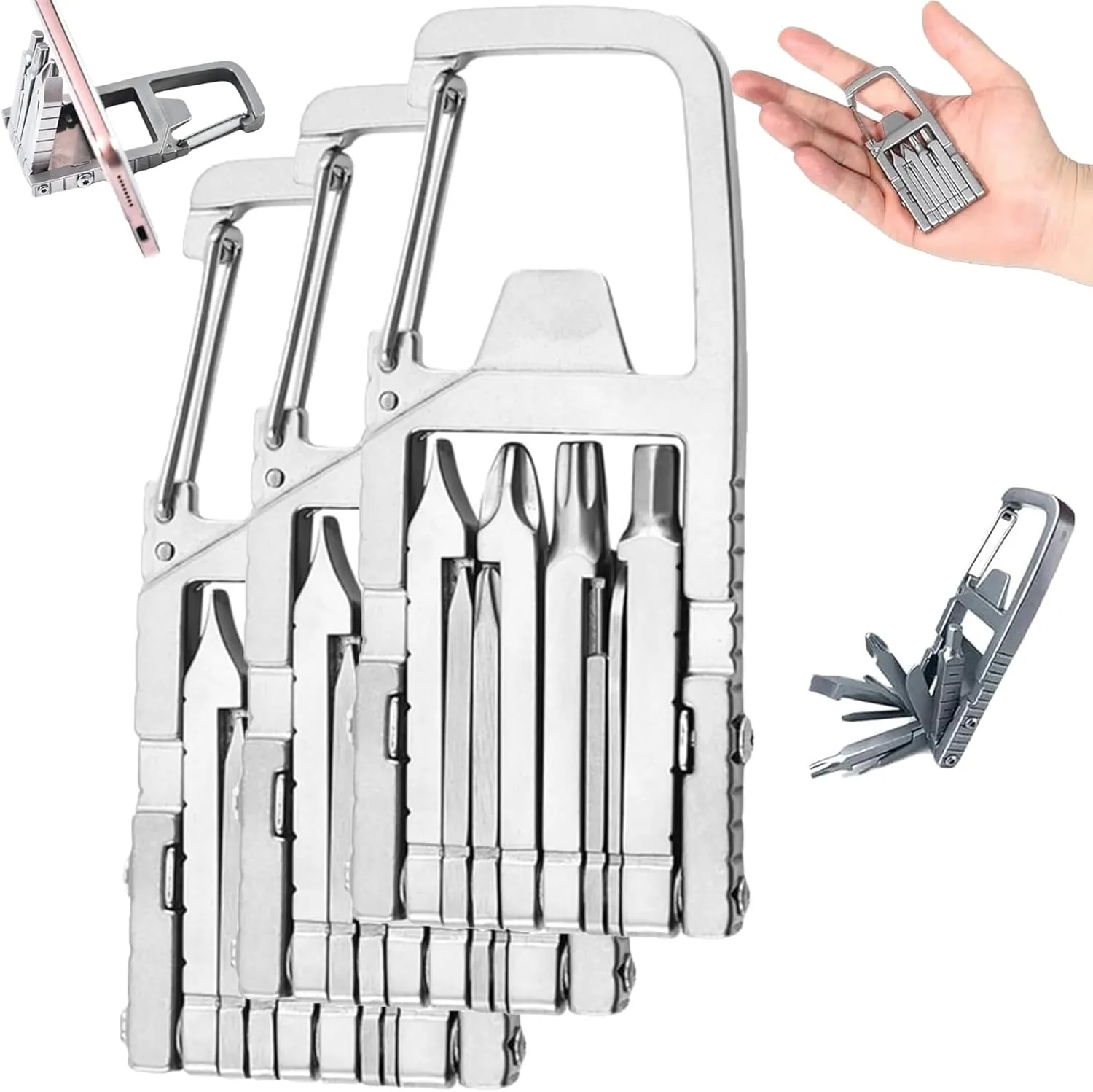 Jawbreaker Mini Tool, Jawbreaker Official - Jawbreaker Mini Tool, 12 In 1 Jawbreaker Mini Multi Tool, Ultra Mini Jawbreaker Multi Tool With Bottle Opener Phone Holder Screwdriver Carabiner (3PCS)
