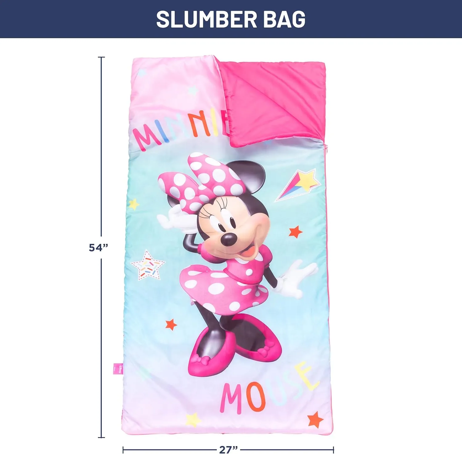 Jay Franco Disney Minnie Mouse Bowtique Slumber Sack - Cozy & Warm Kids Lightweight Slumber Bag/Sleeping Bag (Official Disney Product)