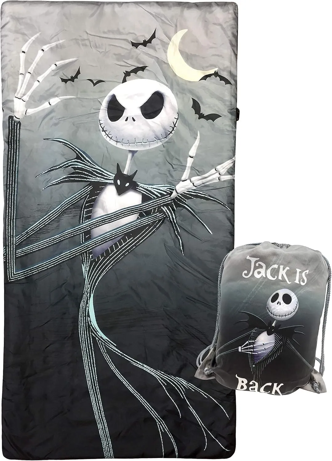 Jay Franco Disney Nightmare Before Christmas Slumber Sack - Cozy & Warm Kids Lightweight Slumber Bag/Sleeping Bag - Featuring Jack Skellington (Official Disney Product)