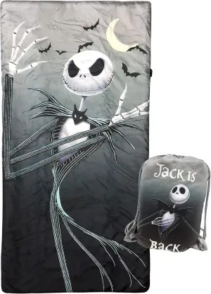 Jay Franco Disney Nightmare Before Christmas Slumber Sack - Cozy & Warm Kids Lightweight Slumber Bag/Sleeping Bag - Featuring Jack Skellington (Official Disney Product)