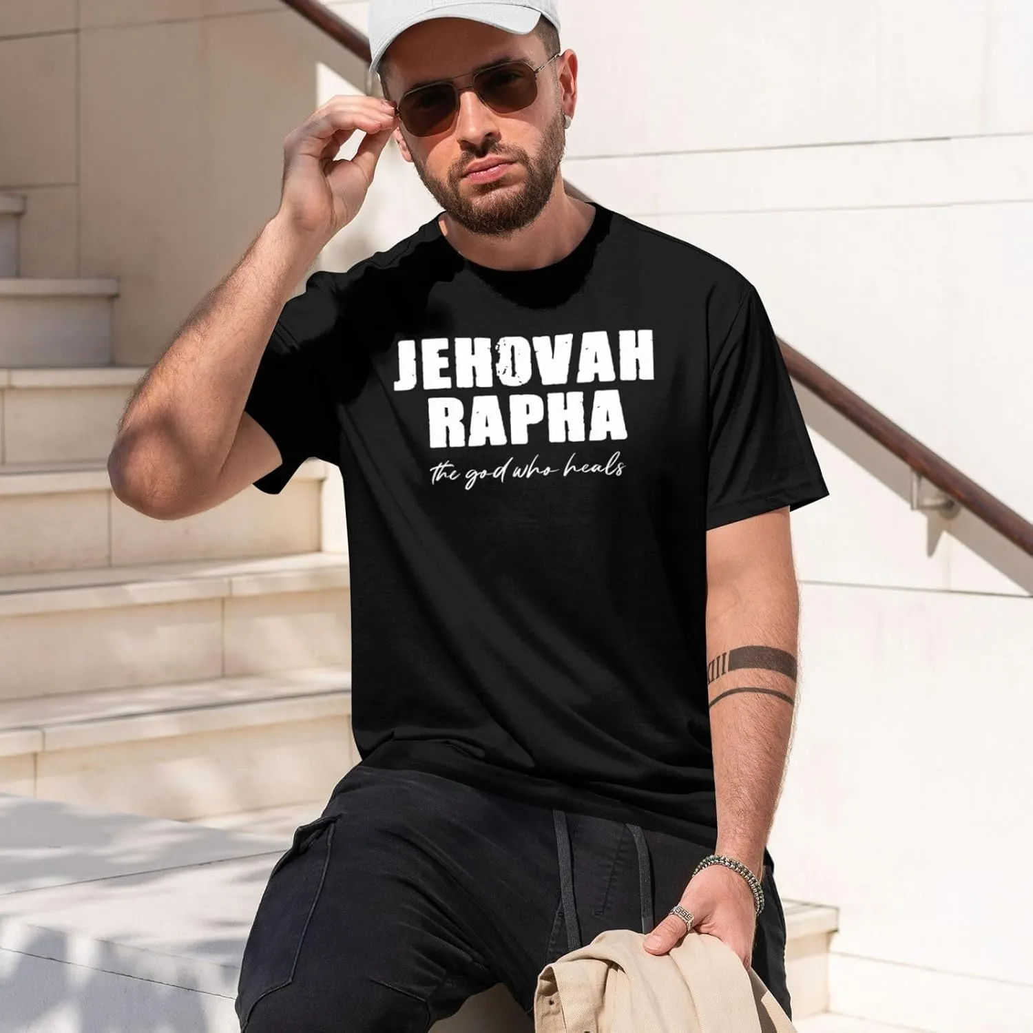 Jehovah Rapha The God Who Heals Men's Cotton T-Shirts Casual Crew Neck Tshirts Short Sleeve Fashion Tee Shirts,