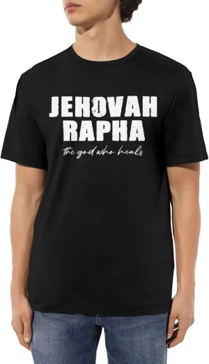 Jehovah Rapha The God Who Heals Men's Cotton T-Shirts Casual Crew Neck Tshirts Short Sleeve Fashion Tee Shirts,