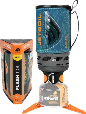 Jetboil Flash 1.0L Portable Fast Boil Stove for Camping and Backpacking with 1-Step Auto Ignition, New for 2025, Propane/Isobutane Burner with Cooking Cup
