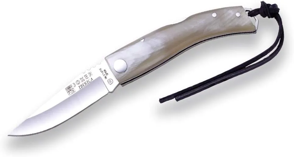 Joker "Ibérica NA138 Sports Folding Knife, 2.95-inch MOVA Blade with Serrated Spine, Fishing, Hunting, Camping, and Hiking Tool. (BULL HORN)
