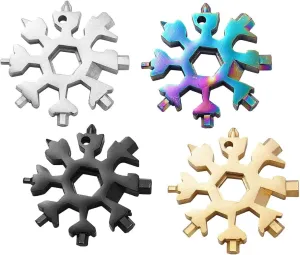Jolly snow Snowflake Tool,Snowflake Multitool,Snowflake Tools 18-in-1 Multi-Tool,18 in 1 Snowflake Multitool,Stainless Steel Portable Multitool (Color : Gold sliver color black)