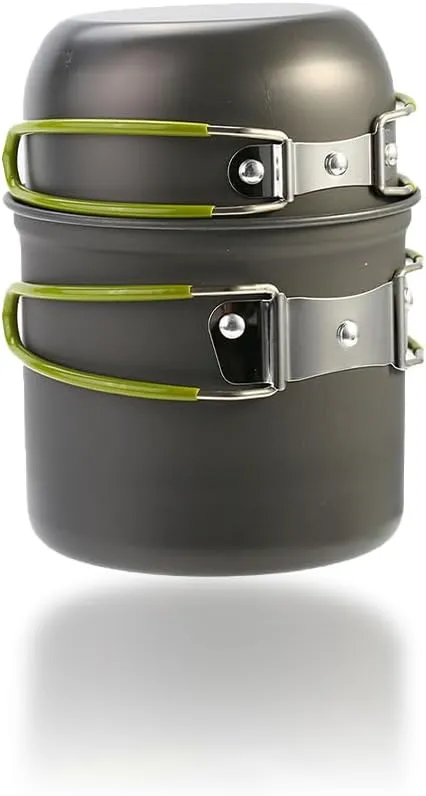 Joyzan Camping Cookware Mess Kit, Backpacking Cooking Portable Lightweight Pot Pans Set Stove Gear Carry Mesh Bag Outdoor Hiking Picnic Campfire Aluminium Alloy Camp Kitchen Equipment Accessories
