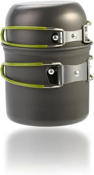 Joyzan Camping Cookware Mess Kit, Backpacking Cooking Portable Lightweight Pot Pans Set Stove Gear Carry Mesh Bag Outdoor Hiking Picnic Campfire Aluminium Alloy Camp Kitchen Equipment Accessories