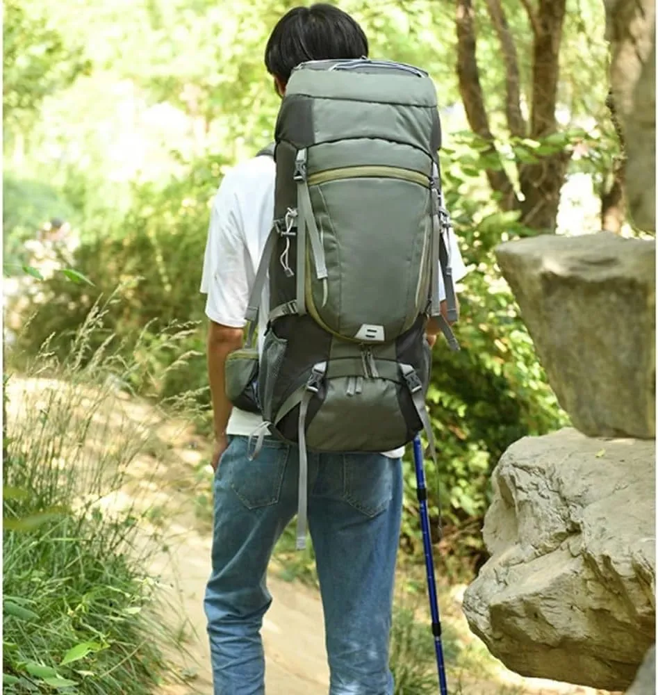 JSEIAJB 60L Large Hiking Mountaineering Backpack Climbing Hiking Backpack Camping Backpack Sport Outdoor Bag