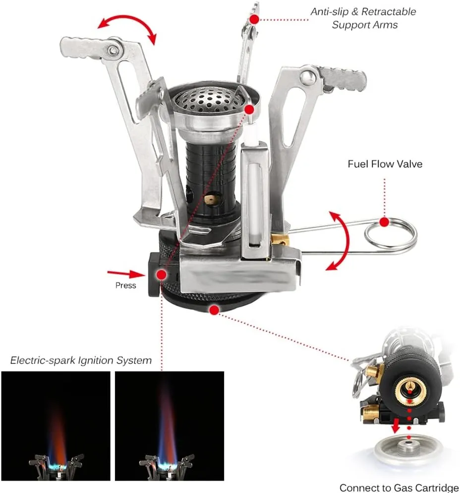 JSEIAJB Gas Stove Backpacking Canister Stove Burners Camping Outdoor Stove Cooking Foldable Hiking Butane Propane Furnace