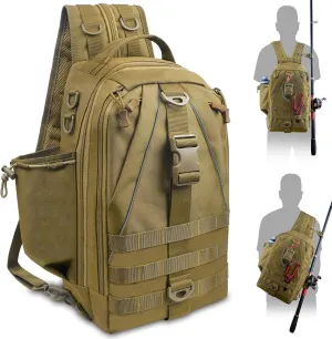 JSHANMEI Fishing Backpack Outdoor Waterproof Lightweight Fishing Gear Tackle Box Storage Bag Tackle Backpack with Rod Holder, Versatile Bag for Hiking Hunting, Gifts for Men, Size Standard