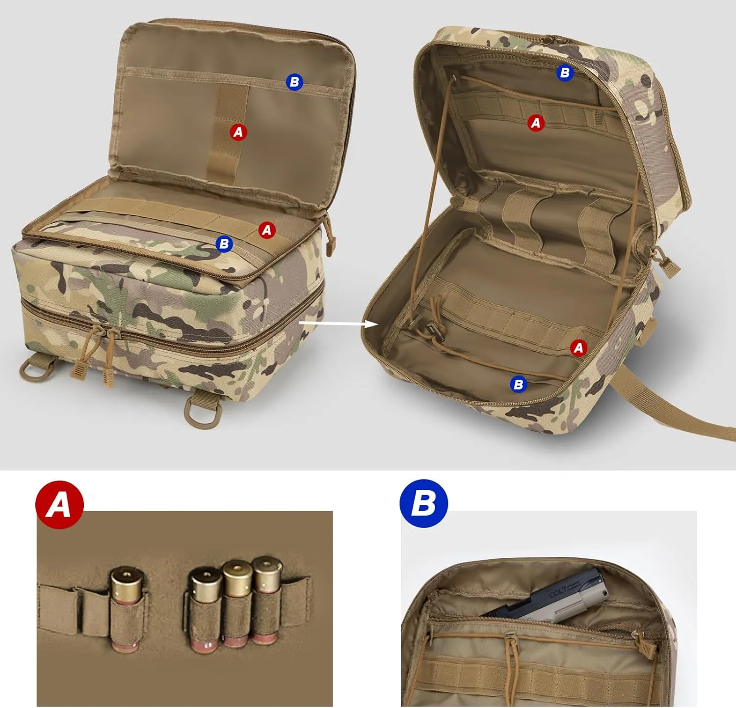 Jueachy Tactical Molle Pouch Large Admin Bag Utility Tool Pouches Molle Attachment EDC Pouches Expandable Molle Accessories Organizer Medical Pocket U.S.A Patch Included