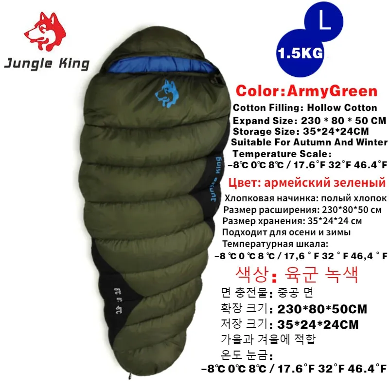 JUNGLE KING CY0903 Thickened Waterproof Cotton Sleeping Bag for Winter Camping and Hiking