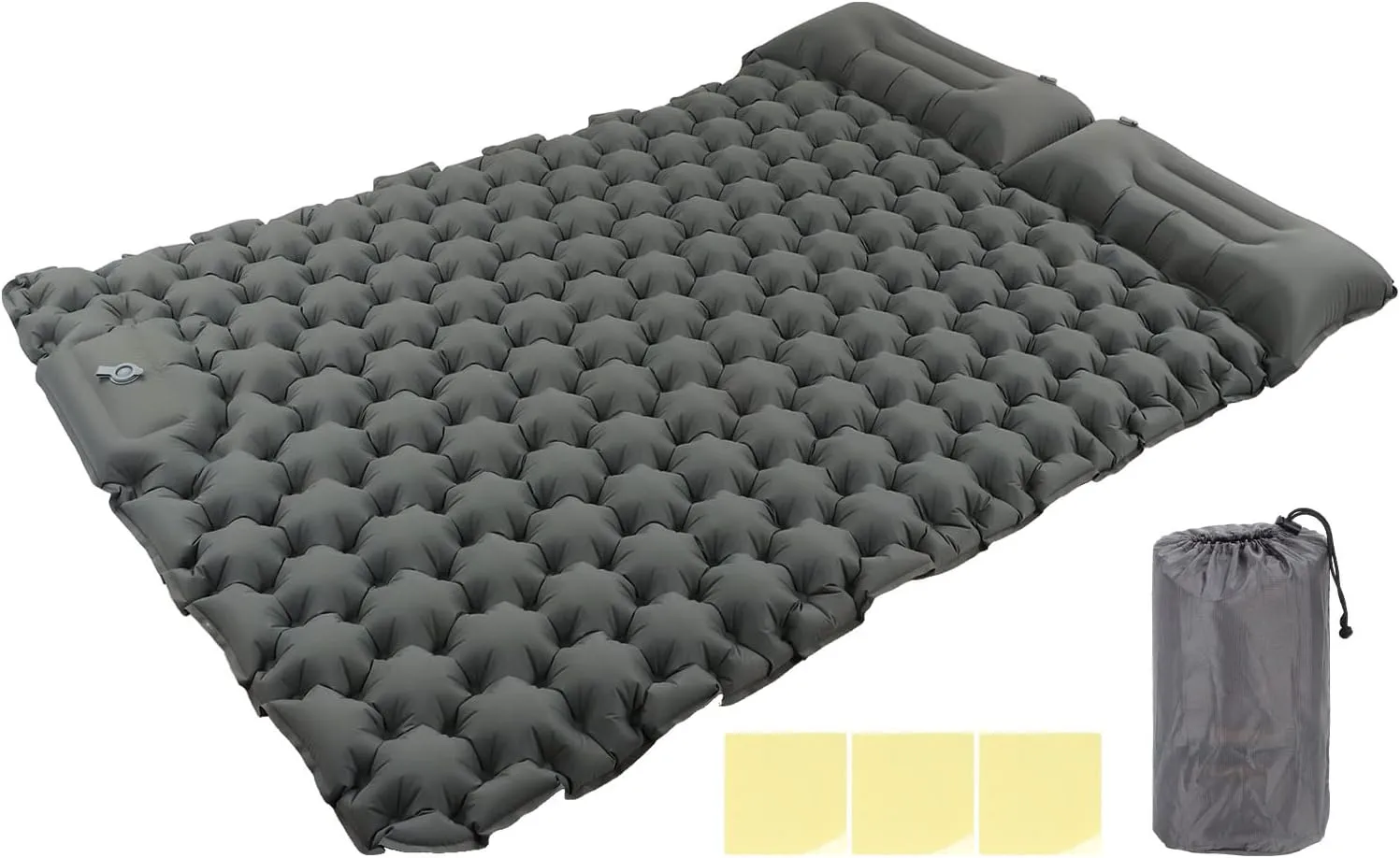 JUOPZKENN Camping Sleeping Pad,Waterproof Nylon Ergonomic Foot Operated 60s Inflatable Sleeping Pad with Storage Bag for Office Outdoor Camping Use,Gray