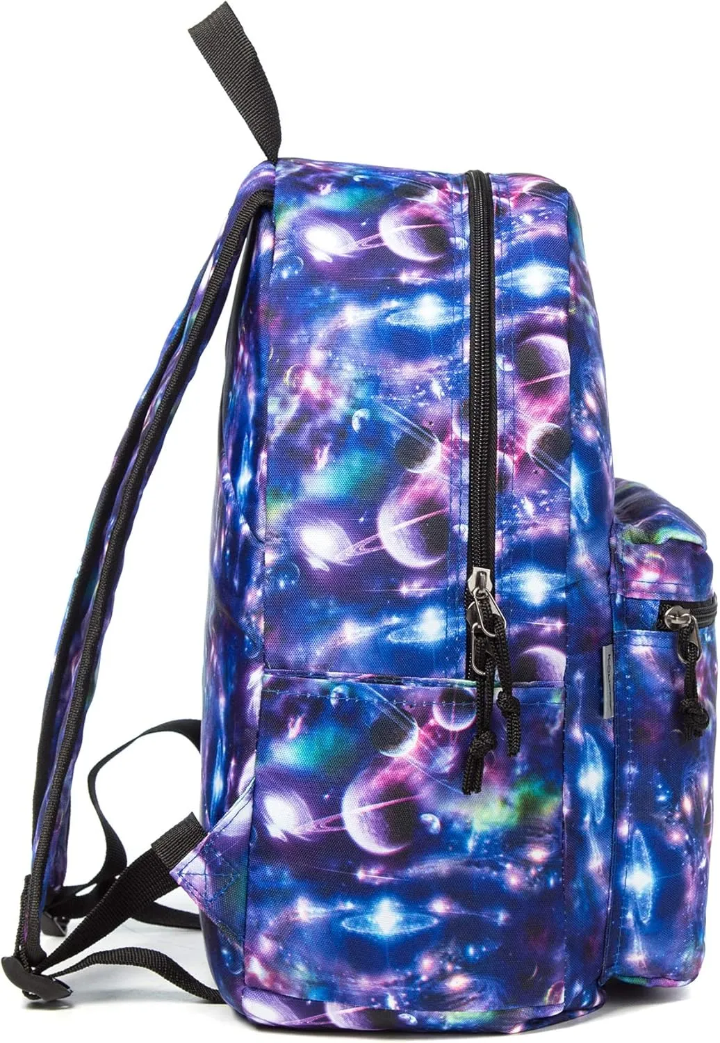 K-Cliffs Classic Backpack Basic Student Campus Daypack Simple Travel Rucksack with Chromebook Laptop Pocket Water Bottle Holder Padded Straps Printed Purple Galaxy Bubble Pattern