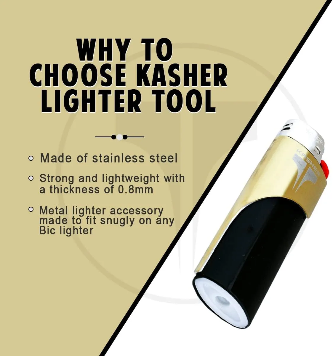 Kasher’s Cutout Lighter Tool - Lightweight & Multi Tool Accessory for Lighters - Suitable to use as Pipe Cleaner, Cutter, etc (with Lighter, Silver)