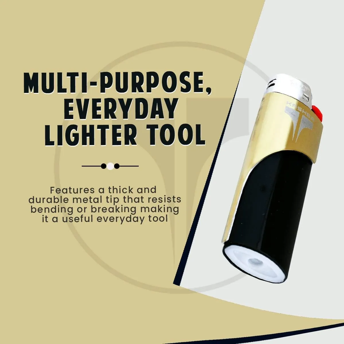 Kasher’s Cutout Lighter Tool - Lightweight & Multi Tool Accessory for Lighters - Suitable to use as Pipe Cleaner, Cutter, etc (with Lighter, Silver)