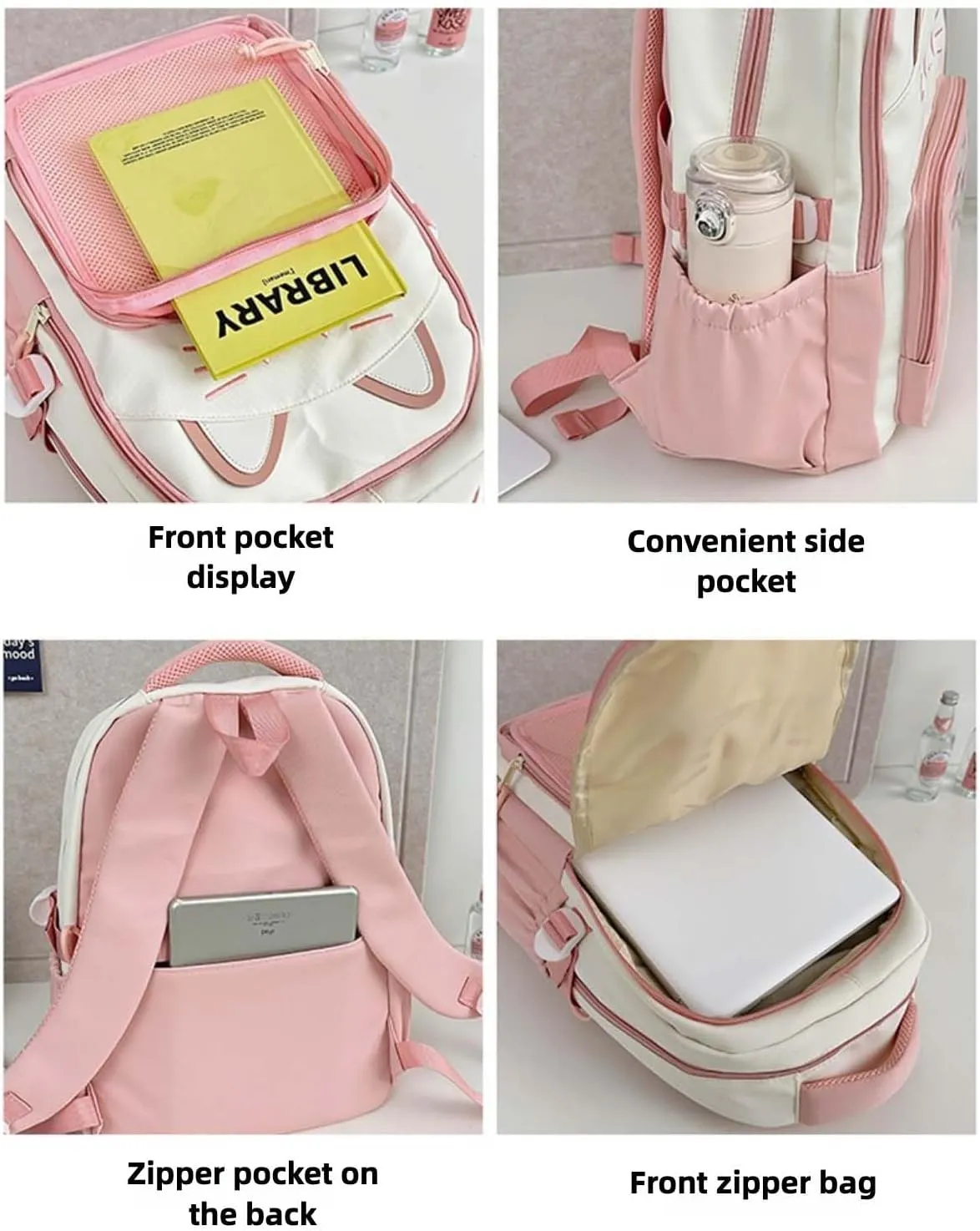 Kawaii Cat Ita Bag Backpack with Pin Badge Display Stylish Travel Bag for Women, Lightweight Design for Fashion Lovers (Brown)