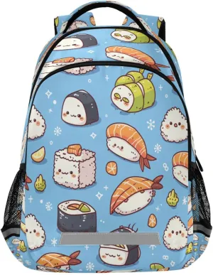 Kawaii Sushi Design Waterproof Backpack - Casual Outdoor Sports Daypack with Ergonomic Shoulder Straps#69