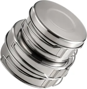KESYOO 1 Set Outdoor Stainless Steel Pot Set Camping Mess Kit Utensil Kits Nonstick Combined Cookware Pan Foldable Picnic Camp Cookware Camping Gear Outdoors Camping Supplies Silver