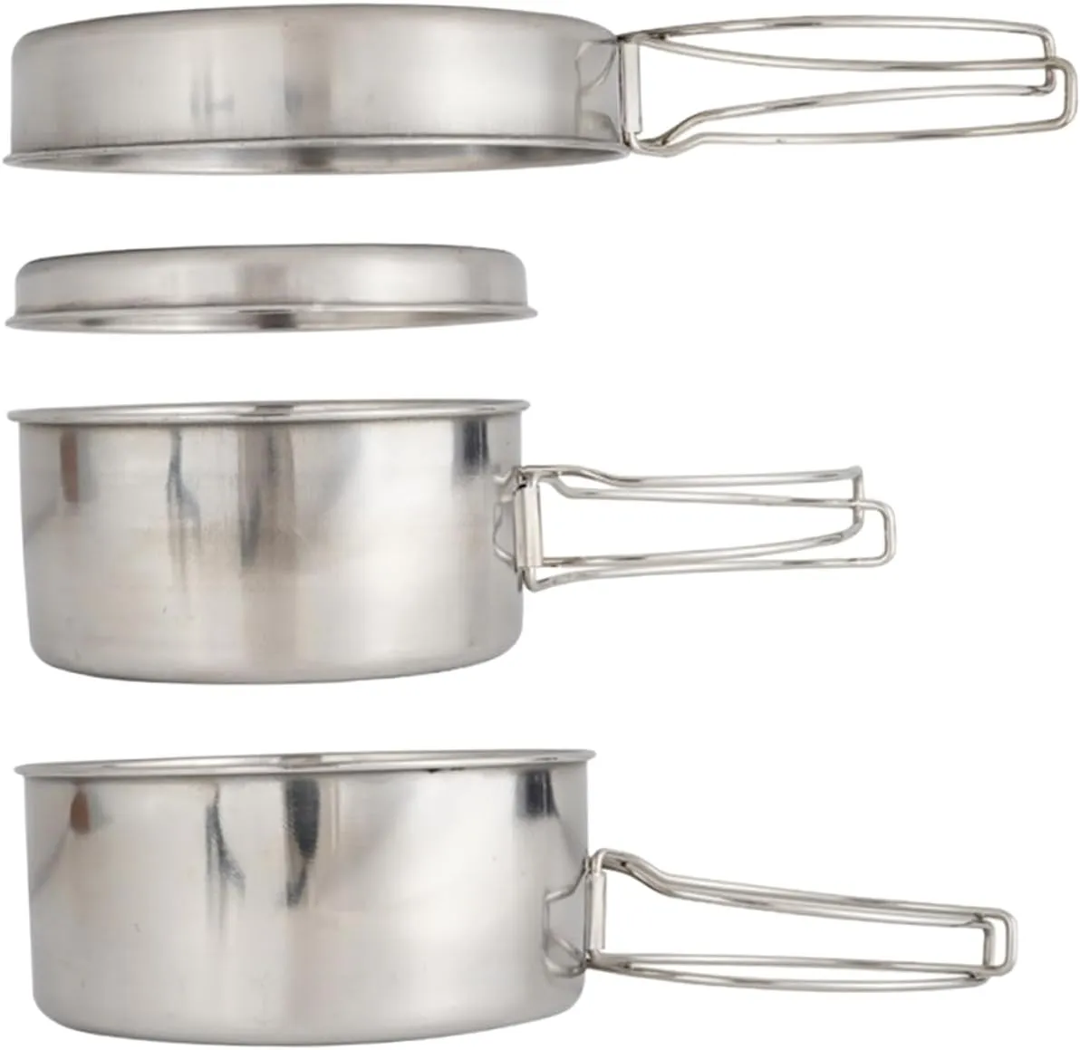 KESYOO 4-Piece Stainless Steel Camping Cooking Set Titanium Cookware Cookware for Outdoor Camping Hiking BBQ Portable Cooking Pan Picnic Gear