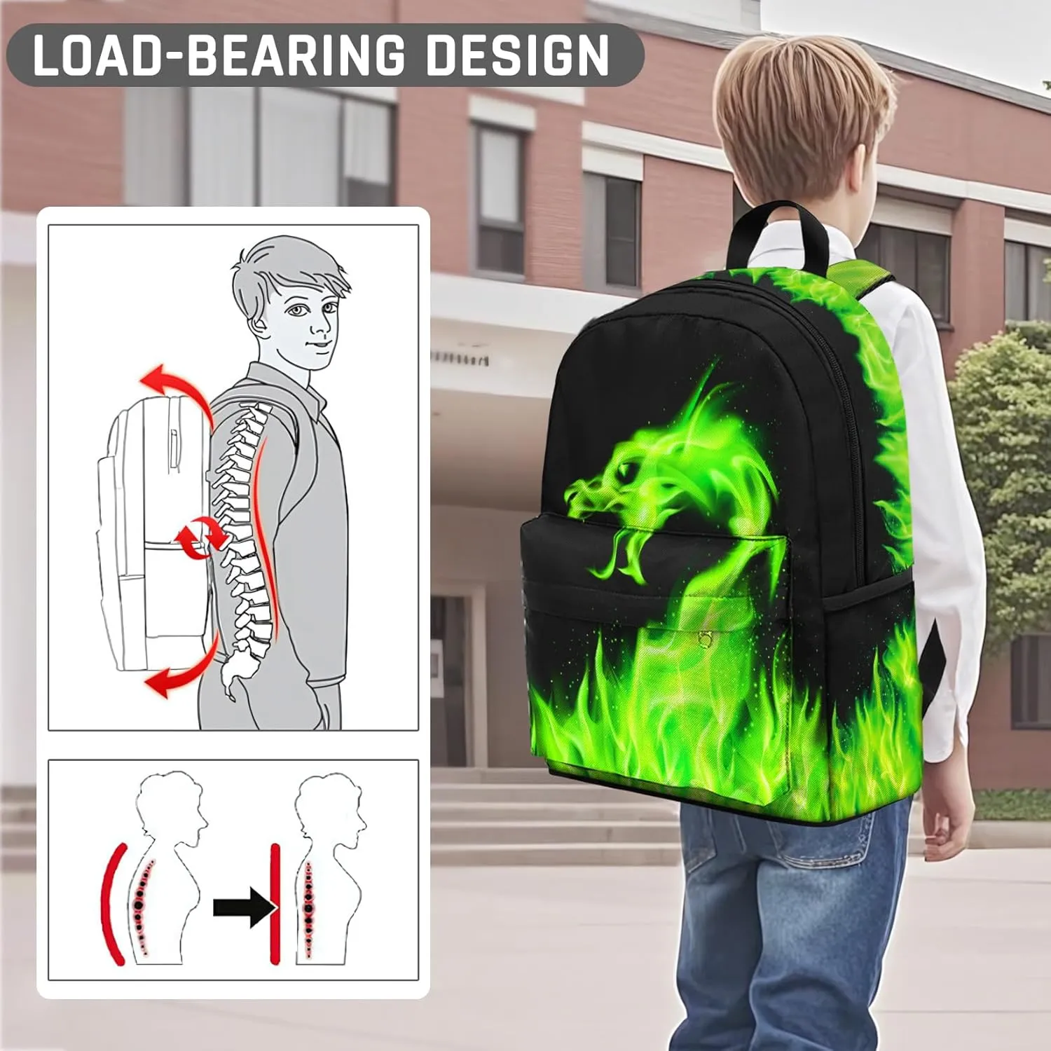 Kids Backpack for Boys，Cool Boys Backpack for Children Elementary Middle School Students，Lightweight School Bookbag for Travel and Daily Use