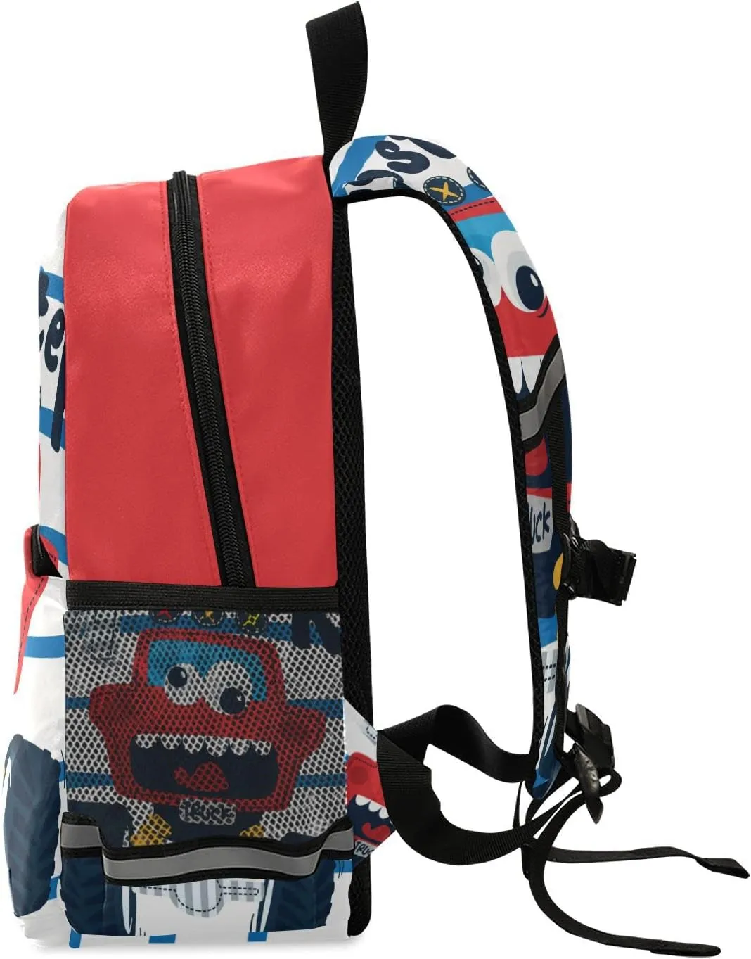 Kids Backpack,Funny Cute Red Monster Truck Lightweight Preschool Backpack for Toddlers Boys Girls with Chest clip