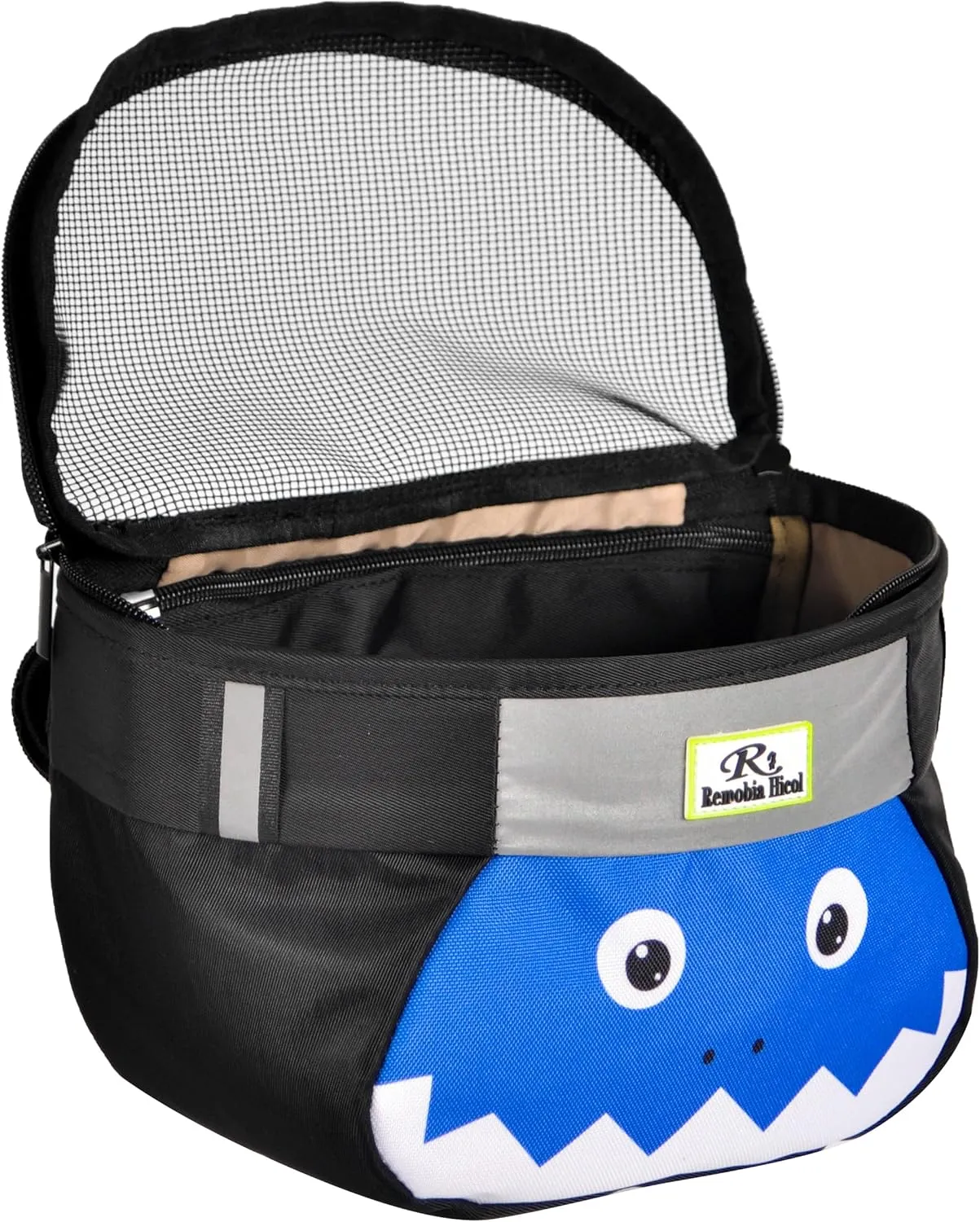 Kids Bike Basket,Durable Front Frame Bicycle & Scooter Basket Bag,Waterproof Fabric Bicycle Handlebar Bag for Boys, Girls, Toddlers with Zipper Mesh Lip (Tooth)