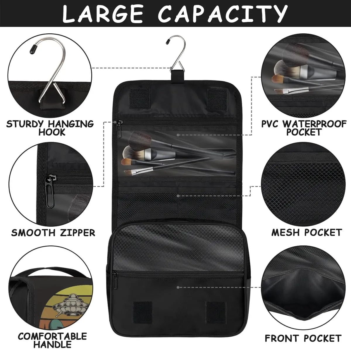 Kids Hanging Toiletry Bag Bigfoot Theme Waterproof Shaving Cosmetic Bag Makeup Kit for Kids Adult Travel Essential