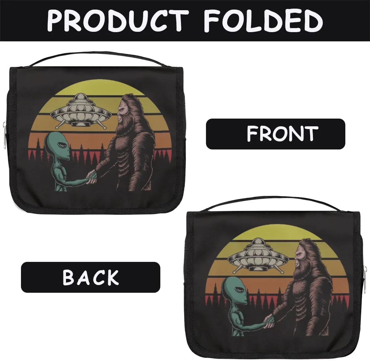 Kids Hanging Toiletry Bag Bigfoot Theme Waterproof Shaving Cosmetic Bag Makeup Kit for Kids Adult Travel Essential