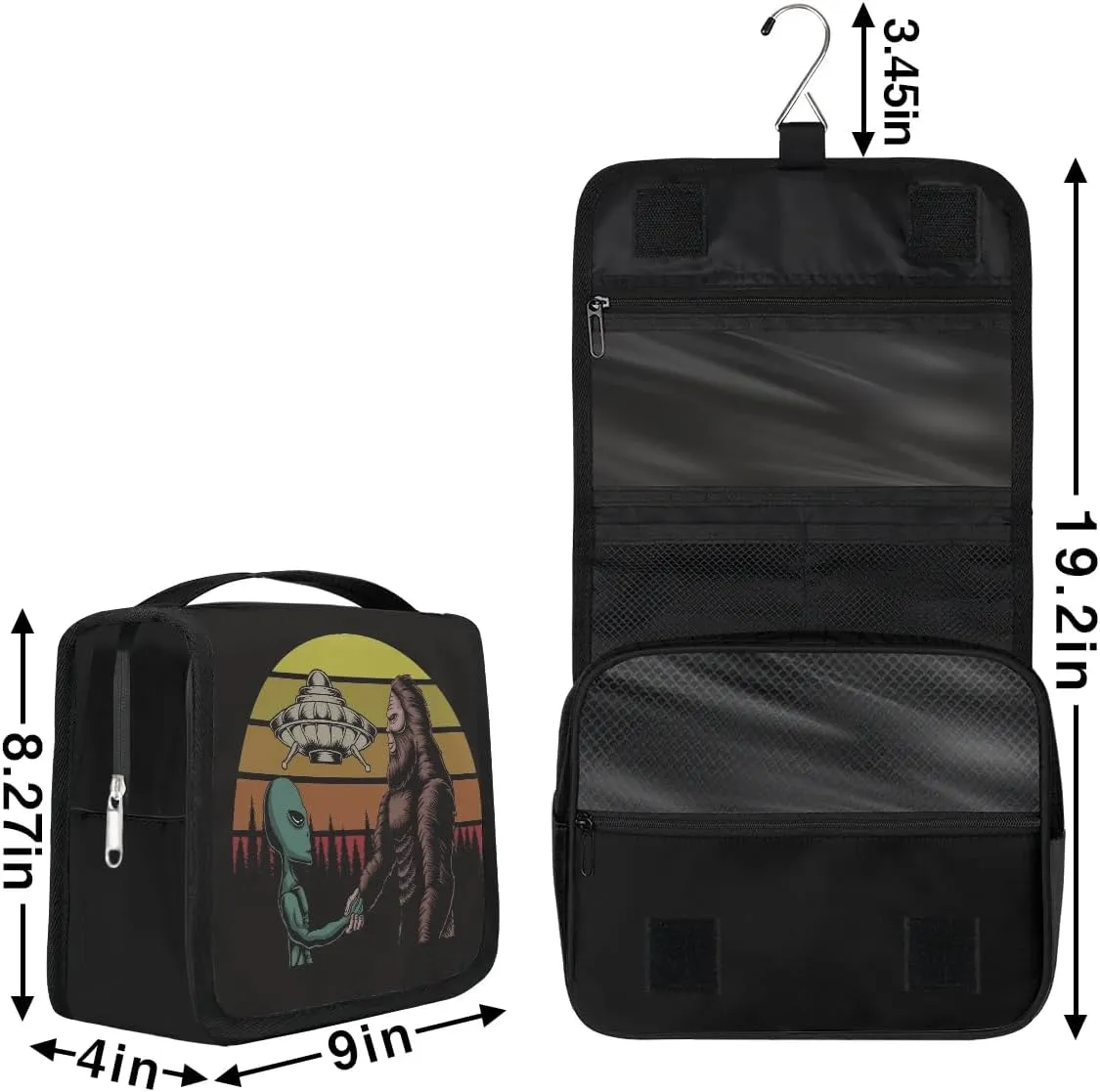 Kids Hanging Toiletry Bag Bigfoot Theme Waterproof Shaving Cosmetic Bag Makeup Kit for Kids Adult Travel Essential