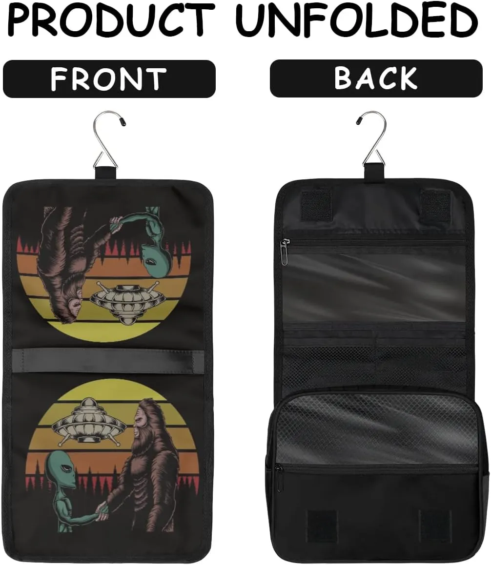 Kids Hanging Toiletry Bag Bigfoot Theme Waterproof Shaving Cosmetic Bag Makeup Kit for Kids Adult Travel Essential