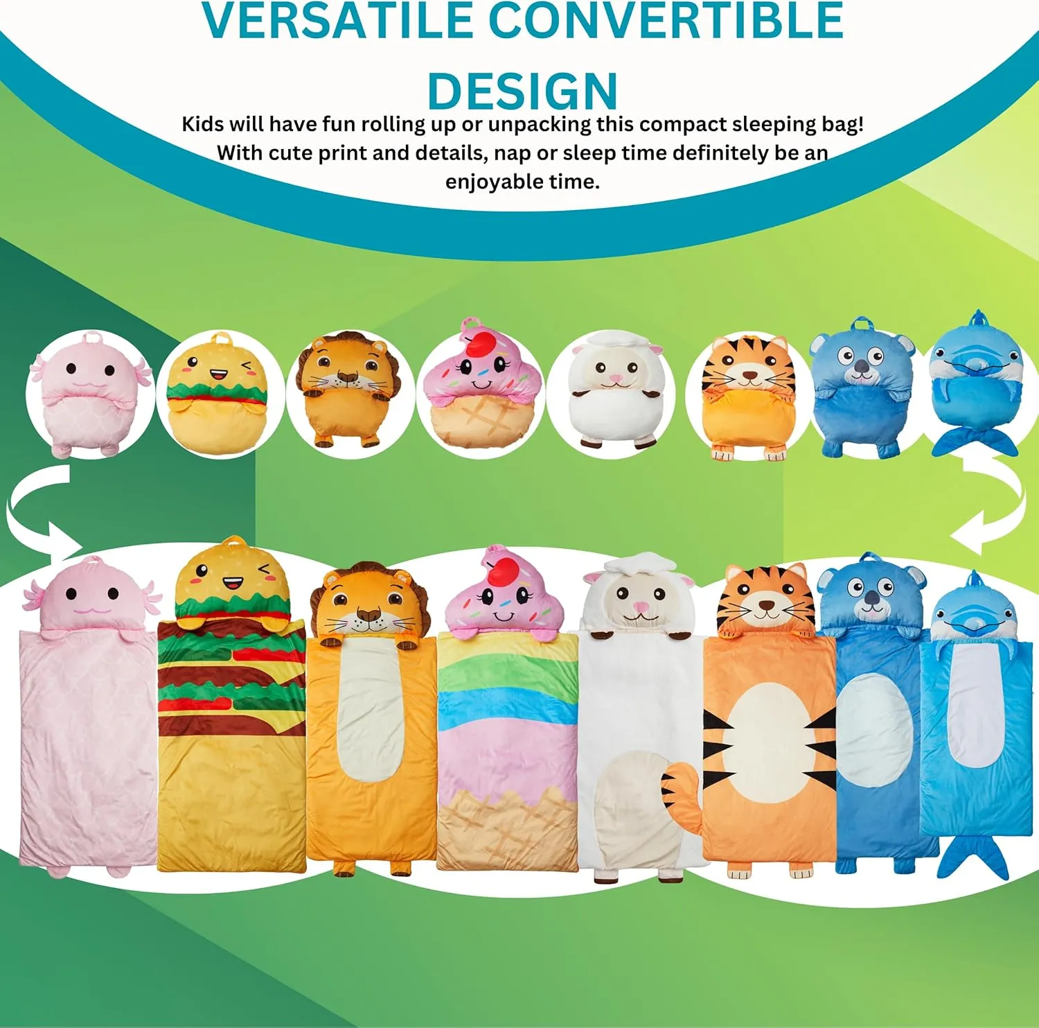 Kid's Nap Buddies Character Preschool Nap Mat, Toddler Sleeping Bag with Pillow for Daycare, Ages 3 