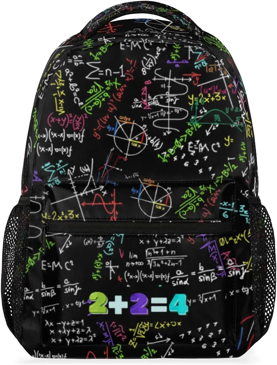Kids School Backpacking Mathematical Formula Color Backpack for Teens Girls & Boys Middle School Aesthetic Students Bookbag 16 in Cute Lightweight Gym Travel Bag Sports Schoolbag