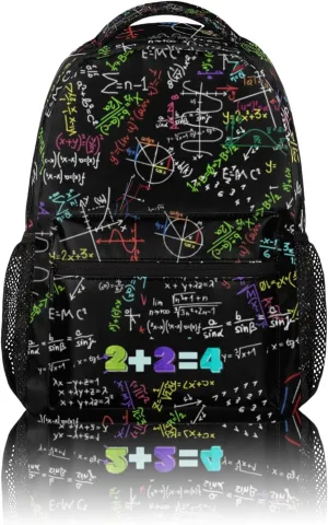 Kids School Backpacking Mathematical Formula Color Backpack for Teens Girls & Boys Middle School Aesthetic Students Bookbag 16 in Cute Lightweight Gym Travel Bag Sports Schoolbag