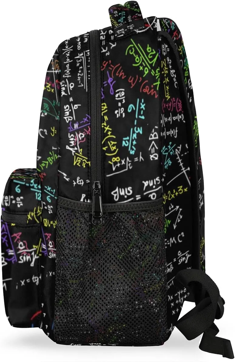 Kids School Backpacking Mathematical Formula Color Backpack for Teens Girls & Boys Middle School Aesthetic Students Bookbag 16 in Cute Lightweight Gym Travel Bag Sports Schoolbag