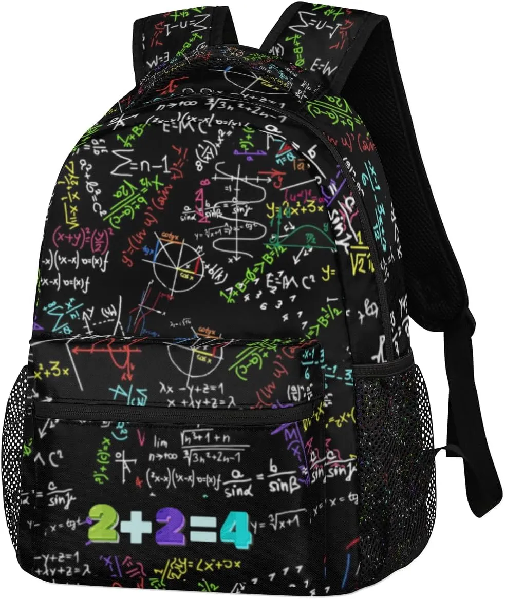 Kids School Backpacking Mathematical Formula Color Backpack for Teens Girls & Boys Middle School Aesthetic Students Bookbag 16 in Cute Lightweight Gym Travel Bag Sports Schoolbag