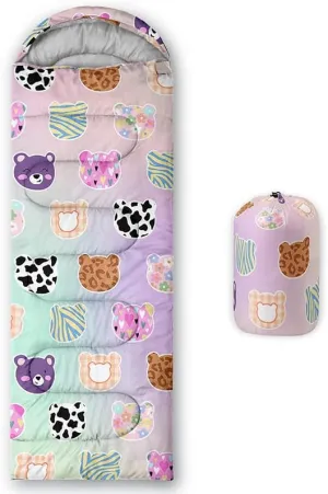 Kids Sleeping Bag for Boys and Girls,Mixed Color Star Dot-Lightweight Warm Portable Outdoor Indoor-Waterproof Cold Weather Resistant Sleeping Bag for Camping Hiking