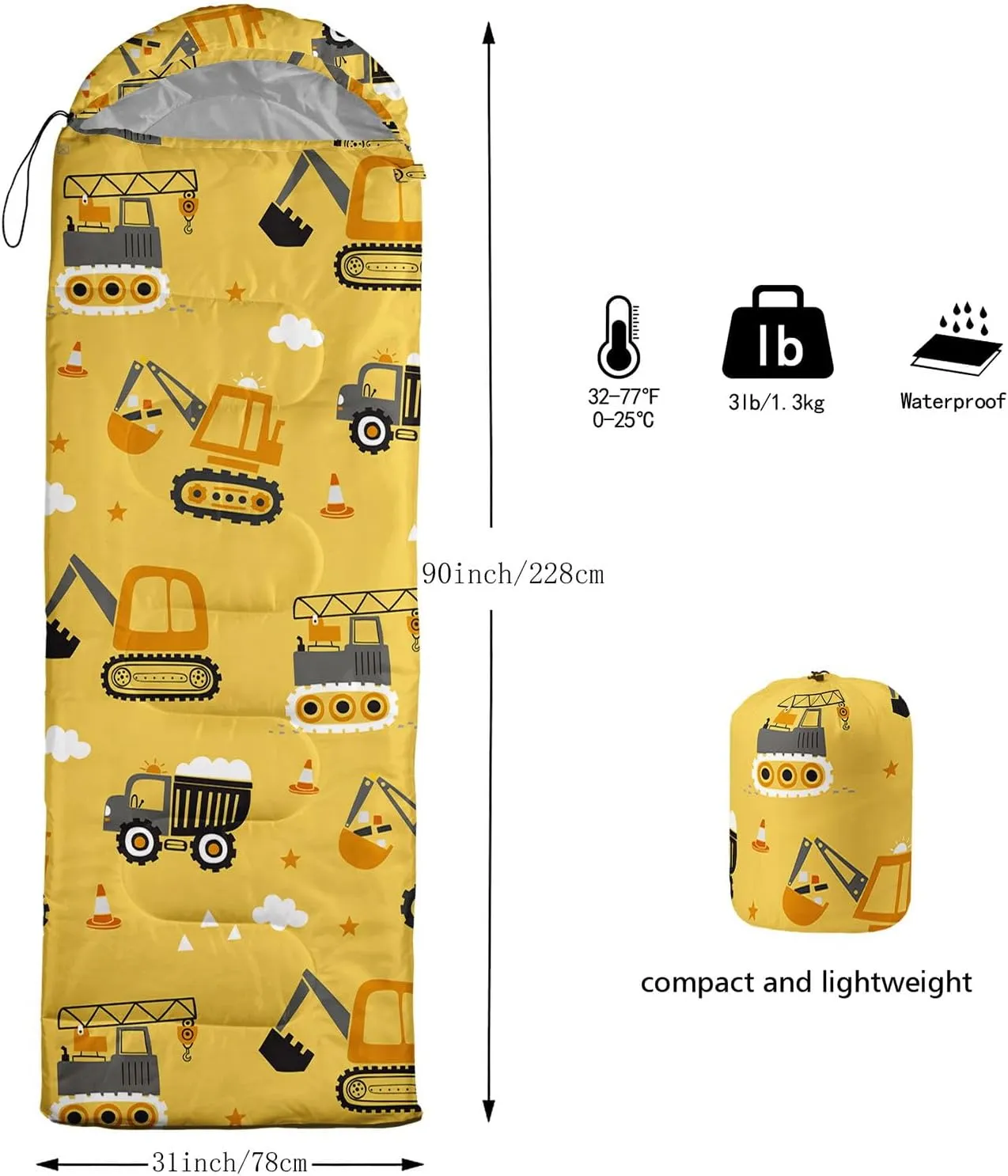 Kids Sleeping Bag for Boys Girls,Cute Puppy Print-Lightweight Warm Portable Outdoor Indoor-Waterproof Cold Weather Resistant Sleeping Bag for Camping Hiking