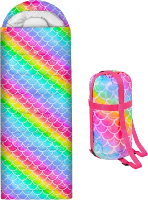 Kids Sleeping Bag for Kids Girls, 3 Season Warm & Cool Weather Lightweight Waterproof Camping Sleeping Bag with Carry Bag for Camping Hiking Traveling Outdoor Indoor