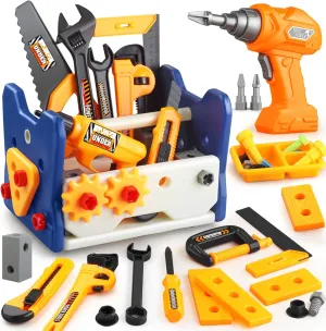 Kids Tool Set with Electric Drill Toy & Tool kit, STEM Montessori Toys for 3 4 5 6 Year Old, Toddler Educational Toys – Toolbox Playset, Building Toys for Boy Girl, Best Birthday Gift