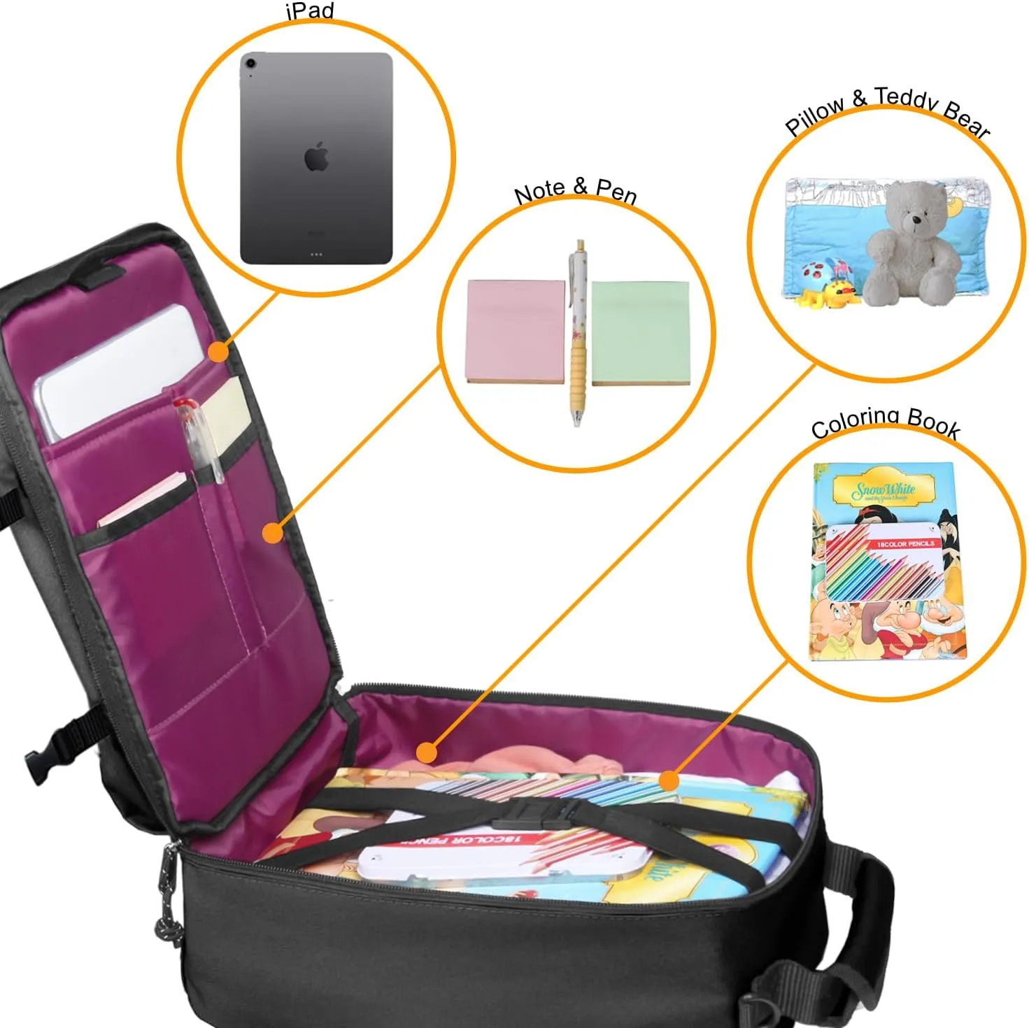 Kids Travel Backpack for Ages 3-6 | Lightweight Suitcase Style Carry-On | 10L Weekender with Tablet Sleeve & Chest Strap | Black