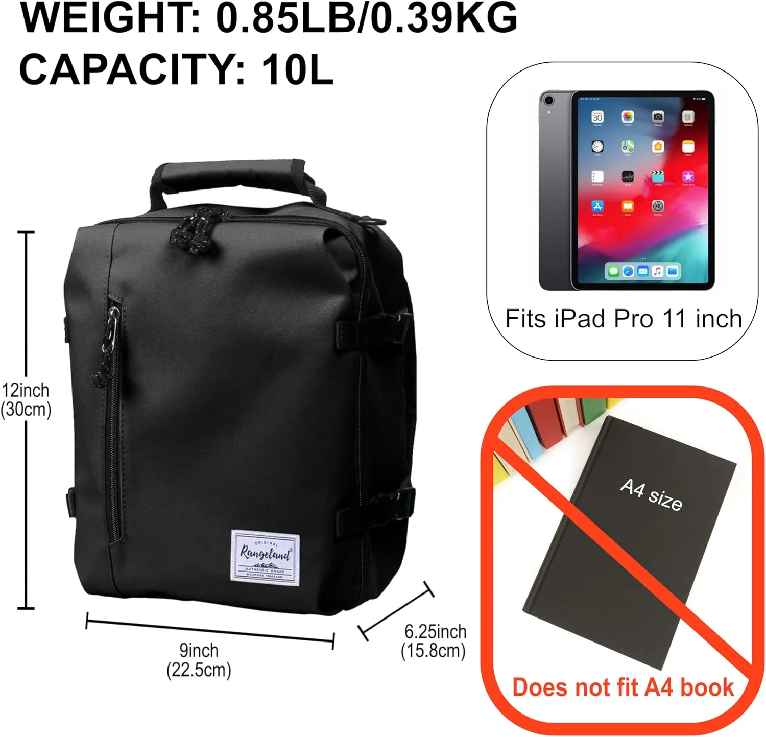 Kids Travel Backpack for Ages 3-6 | Lightweight Suitcase Style Carry-On | 10L Weekender with Tablet Sleeve & Chest Strap | Black
