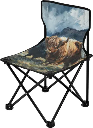 Kigai Folding Camping Chair Heavy Duty Chair Ultralight Compact Portable Beach Chair for Outdoor Camp, Hiking, Travel, Beach, Sporting Event and Picnic, Highland Cow