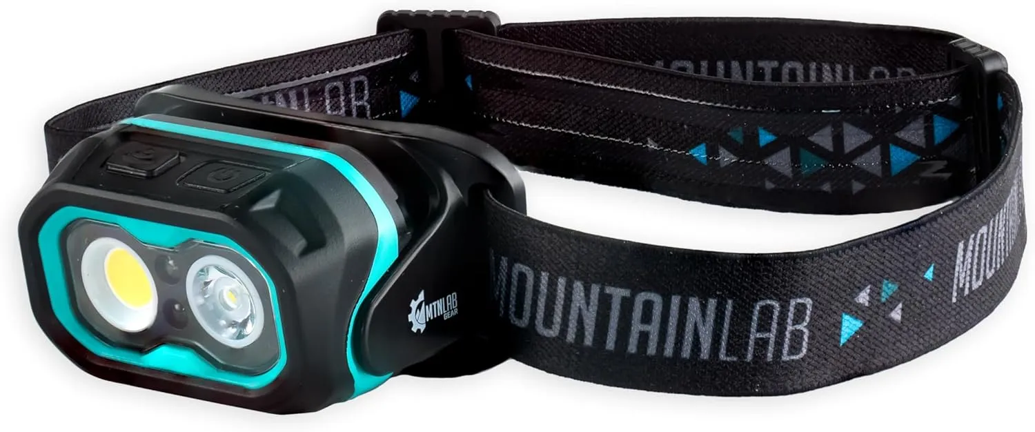 Kinetic 800 Pro Headlamp, Super Bright Rechargeable Head Lamp with Motion Sensor, White&Red Light, 500 & 800 Lumen Spotlight & Floodlight, Flashlight for Snowmobiling, Dirtbiking, Camping