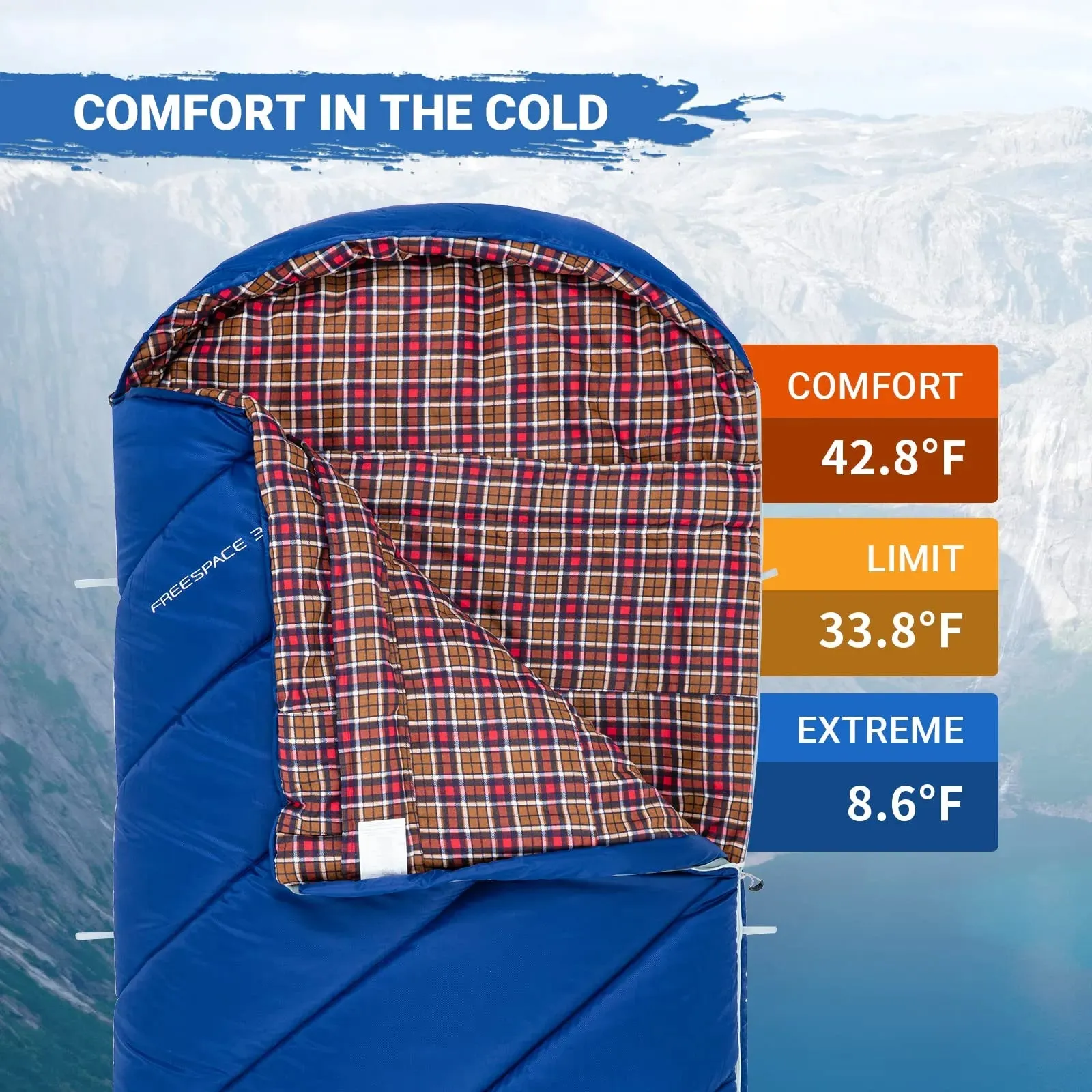 KingCamp FREESPACE 300S Kids Sleeping Bag-Envelope With Hood