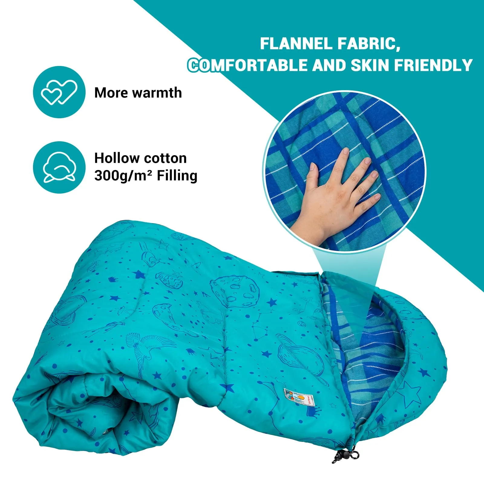 KingCamp Galaxy Zoo C 300 Kids' Hooded Sleeping Bag
