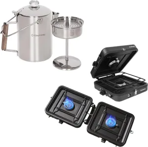 KingCamp Percolator Coffee Pot Campfire Coffee Boiler Kettle 304 Stainless Steel 2 Burner Camping Stove