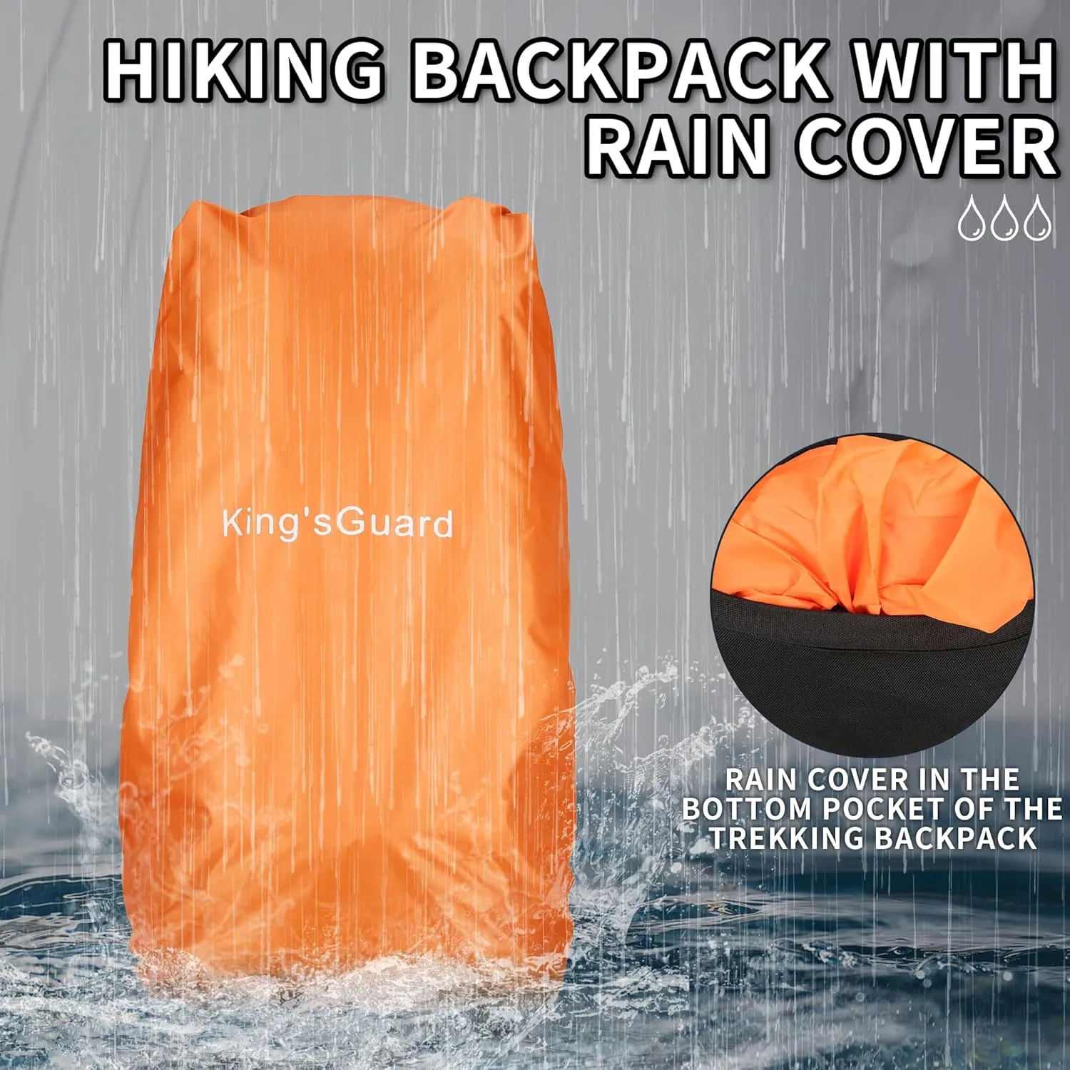 King'sGuard 60L Hiking Backpack Men Women Camping Backpack Waterproof Backpacking Mountaineering Climbing Daypack (Red)