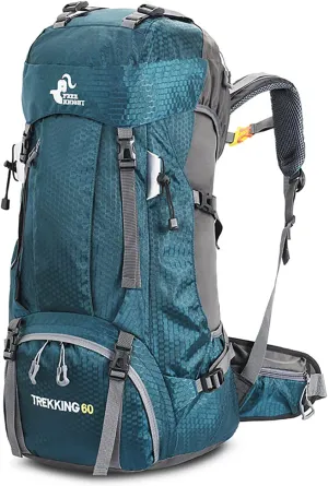 King'sGuard 60L Hiking Backpack, Waterproof Camping Backpacking Backpack for Men Outdoor Traveling Climbing Daypack with Rain Cover (Viridity)